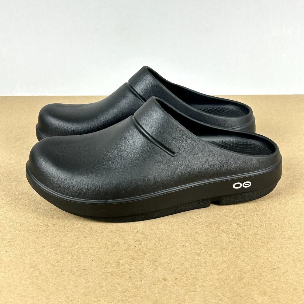 Oofos Oocloog Luze Recovery Mules Womens Size 7 Black Comfort Slip On